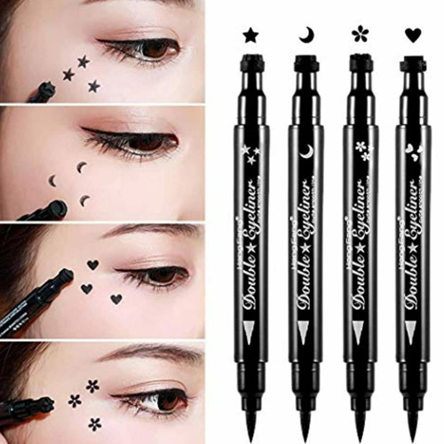 description for Cat Eye Wing Eyeliner Stamp Hearts Stars Shapes Face Stamps Eyeliner Pen Set