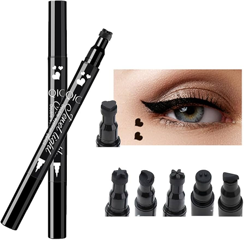 description for Cat Eye Wing Eyeliner Stamp Hearts Stars Shapes Face Stamps Eyeliner Pen Set